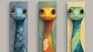 三只萌态蛇形书签