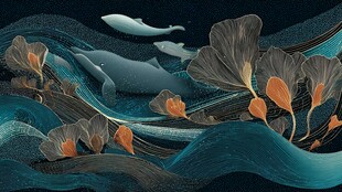 深海奇幻 鲸鱼与植物共舞