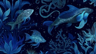 梦幻深海鱼类插画