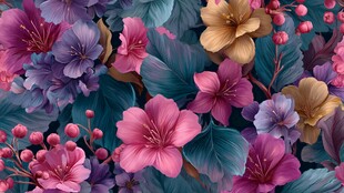 梦幻缤纷花卉图案背景