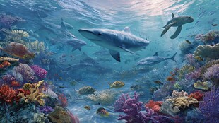 梦幻海底 鲨鱼与多彩珊瑚