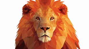 几何风格橙色雄狮头像