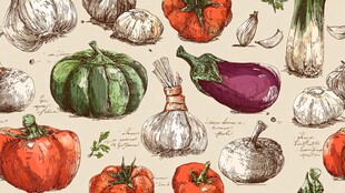 手绘多彩蔬菜图案插画