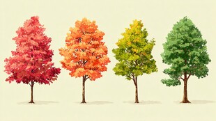 四季树木渐变图