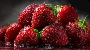 新鲜欲滴的多汁红草莓