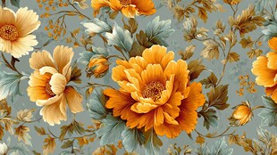 复古风黄色花卉图案壁纸