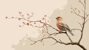 枝头小鸟赏春花