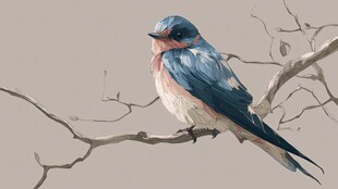 栖息枝头的蓝羽小鸟