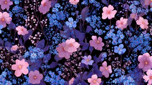梦幻蓝粉花卉图案背景
