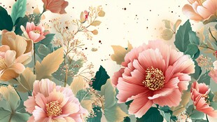 浪漫花卉插画 柔美色调