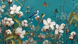 花鸟绘景 玉兰间的灵动生机