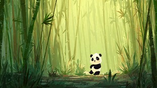 竹林中的可爱熊猫