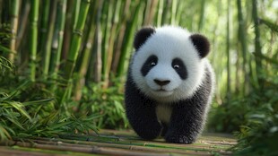 竹林中的可爱熊猫宝宝