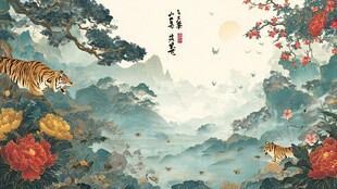 猛虎山林间 繁花映山川