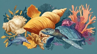 海底生物与缤纷贝壳景观