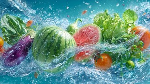 水花中的缤纷果蔬世界