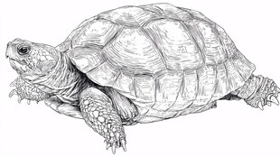 乌龟素描图