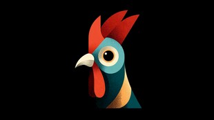 彩色公鸡头像插画设计