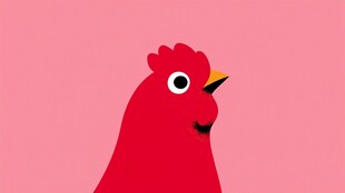 红色卡通母鸡形象