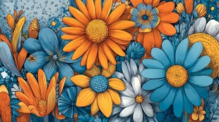 缤纷花卉插画 绚丽色彩