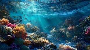 梦幻海底珊瑚与游鱼世界