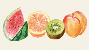 水彩绘缤纷水果组合