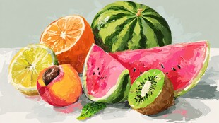 多彩水果静物画