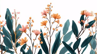 清新花卉绿植边框图案