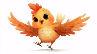 可爱小鸡展翅萌态十足