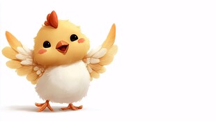 可爱小黄鸡展翅萌态十足