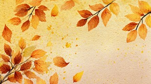 秋意浓 金黄秋叶水彩背景