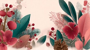 梦幻花卉植物装饰插画