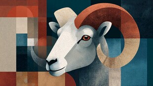 抽象风格的大角羊头像