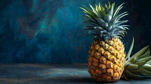 单个新鲜菠萝的精美特写