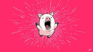 欢乐小猪 粉色背景超亮眼