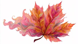 梦幻色彩枫叶艺术插画