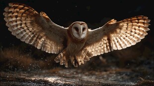 翱翔的谷仓猫头鹰