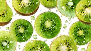 水彩风猕猴桃切片图案