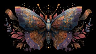 梦幻绚丽蝴蝶插画艺术