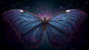 梦幻蓝蝶绽放神秘光彩