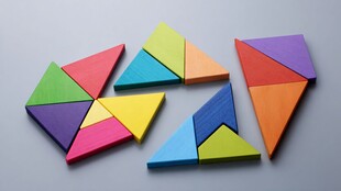 彩色七巧板造型展示