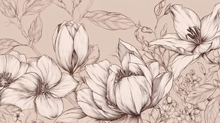 手绘花卉图案 优雅线条风