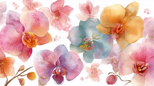 水彩兰花花卉图案背景