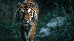 丛林中独行的威猛老虎