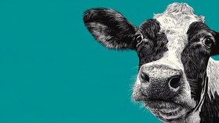 黑白奶牛特写图