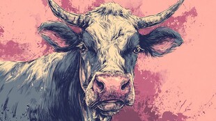 水墨风牛头像插画