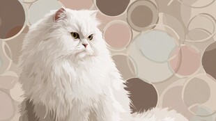 优雅长毛白猫的可爱瞬间