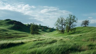 草原风光 绿意盎然的自然景致
