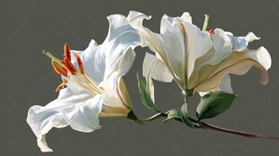 优雅绽放的白色百合花