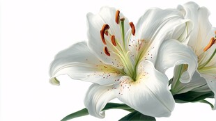 优雅白百合绽放